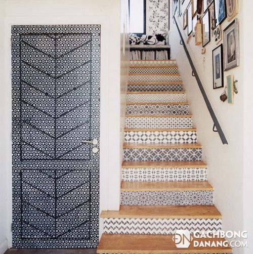 Gạch bông tạo điểm nhấn cho cầu thang 3 gạch bông cho cầu thang
