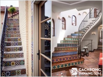 Gạch bông tạo điểm nhấn cho cầu thang 4 gạch bông cho cầu thang