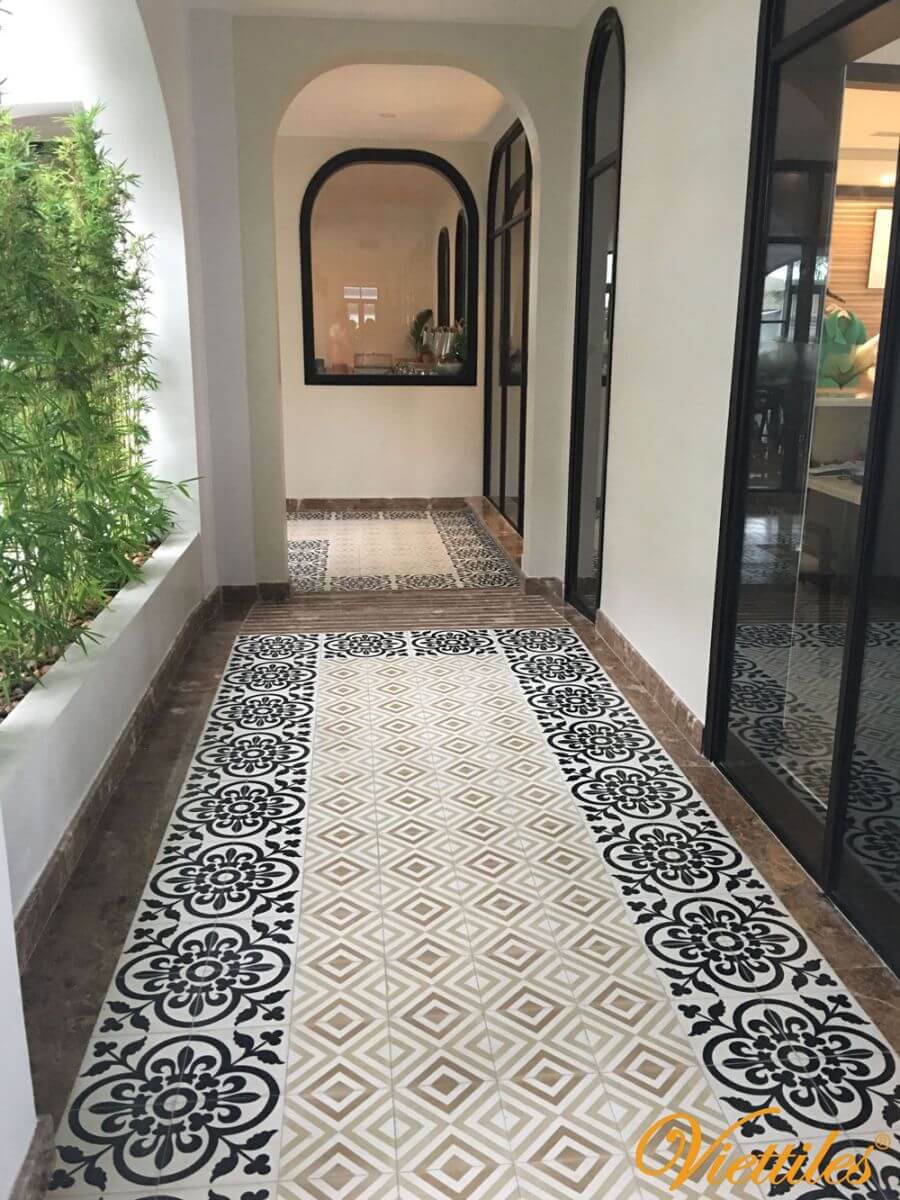 Mẫu gạch bông phối sảnh nhà hài hòa, bền đẹp và dễ ứng dụng.