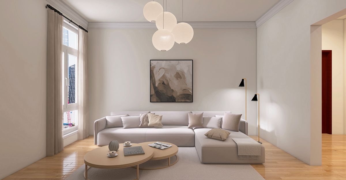 Mẫu gạch bông phối phòng khách nhỏ theo hướng tinh gọn, hiện đại và dễ phối nội thất.